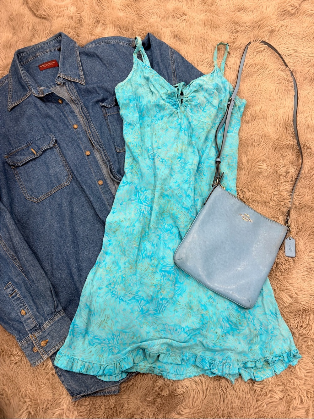 Temptations Turquoise Blue Tie-Front Slip Dress - Picture 5 of 5